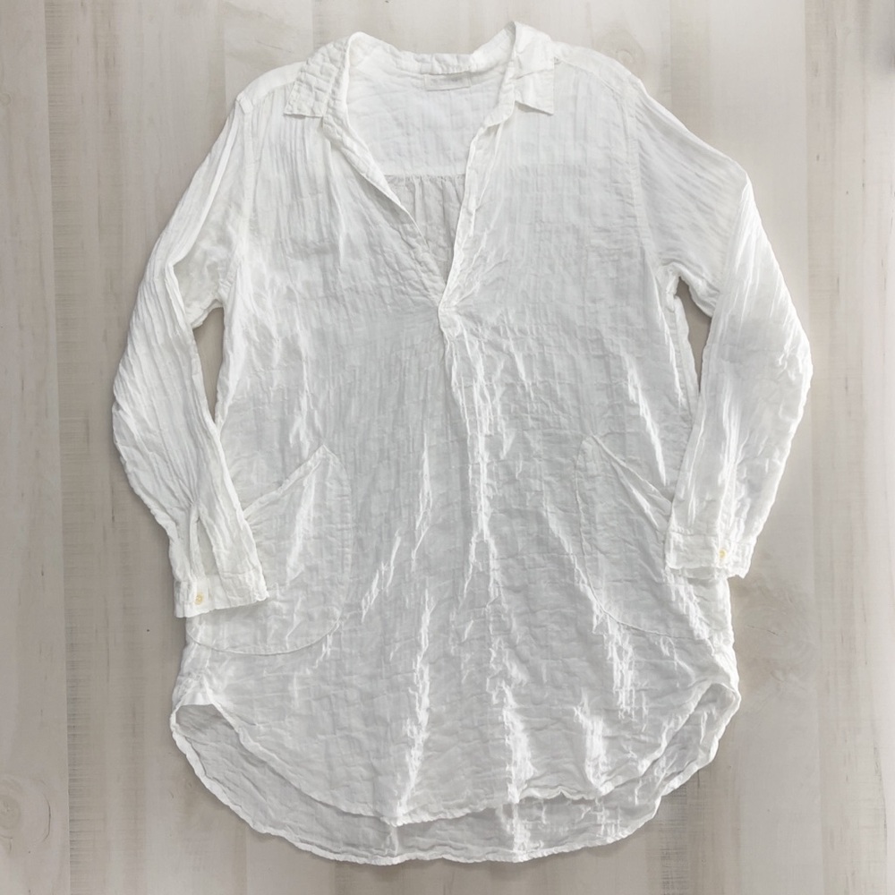 CP SHADES white tunic top blouse travel boho M